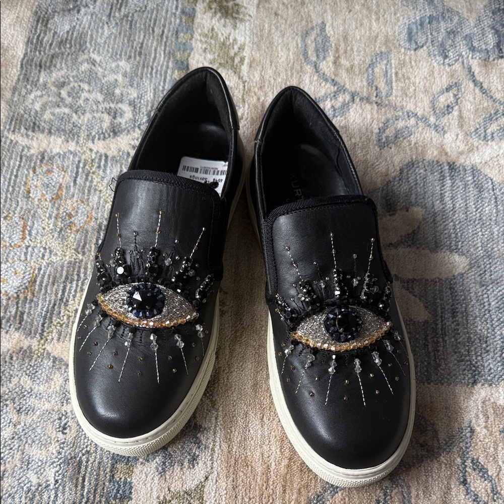 Kurt Geiger Black Embellished Eye Sneakers